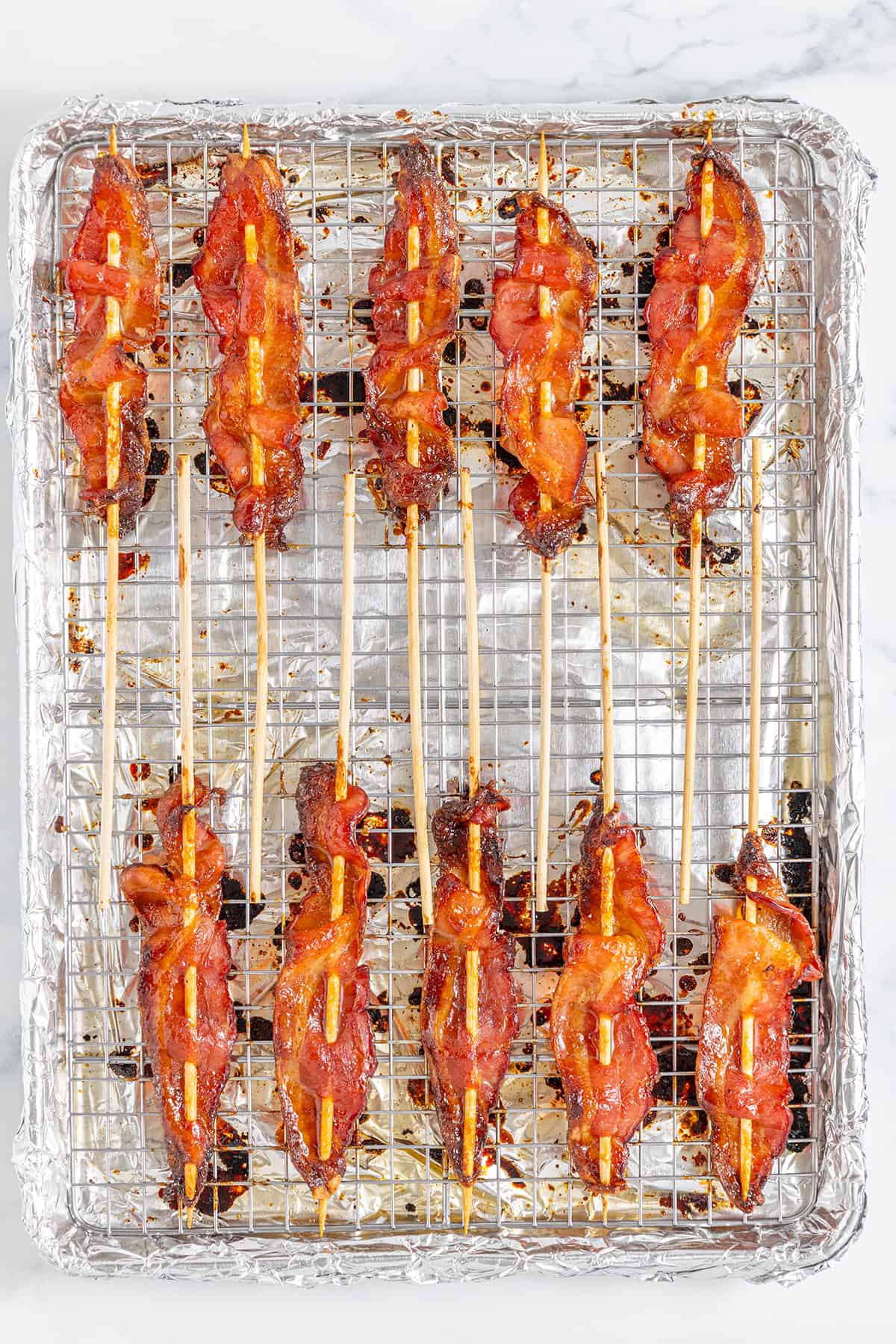 Brown Sugar Bourbon Candied Bacon Skewers The Savory Cipolla